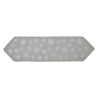 Yuletide Burlap Dove Grey Snowflake Runner 12x48 - The Fox Decor